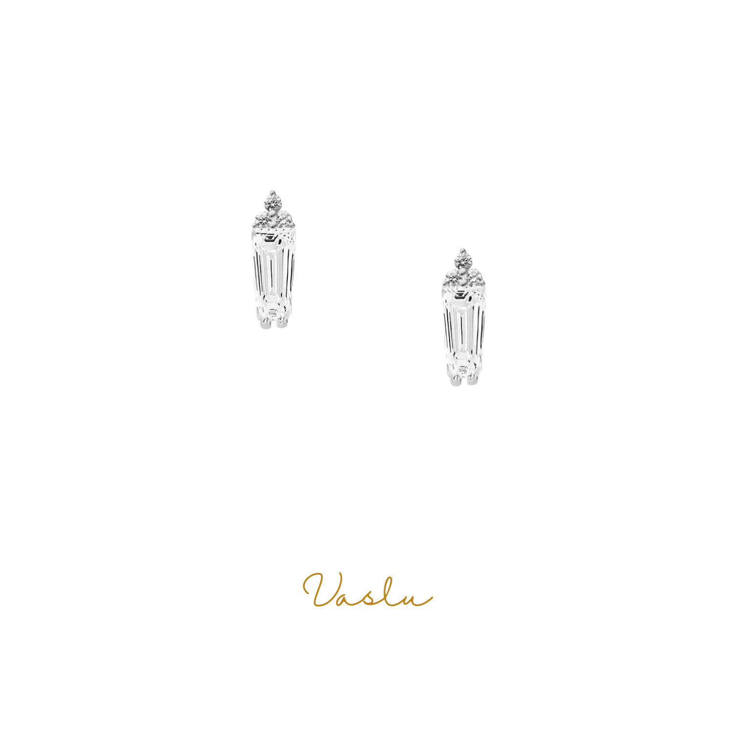 Beyaz Taşlı Vidalı Baget Küpe